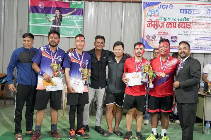 जेसीज कप ब्याडमिन्टन प्रतियोगिता-  देब र नरेन्द्रको टिमले जिते उपाधि 